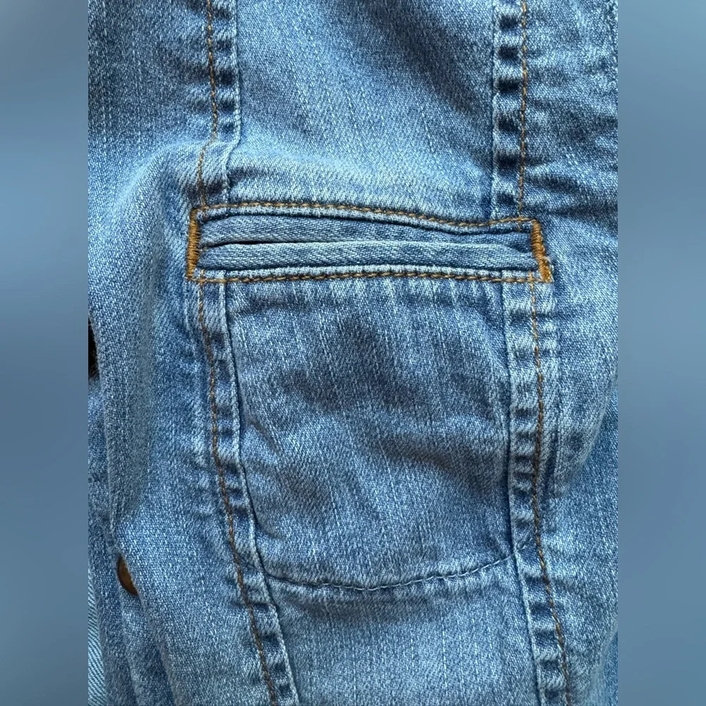 Loft Soldier Style Light Blue Denim Jean Jacket Coat Size 2 - Picture 10 of 13
